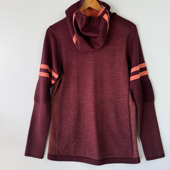 Smartwool Intraknit 250 Hoodie Womens L Maroon Excellent Merino Wool Pullover - Picture 2 of 10